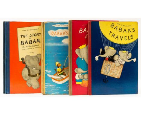 de Brunhoff (Jean) Babar En Famille, occasional marginal spotting, a few ink spots to spine, 1938; Les Vacances de Zéphir, li