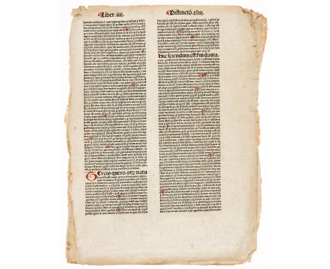 [Duns Scotus (Johannes)] [Quaestiones in primum librum Sententiarum Petri Lombardi], 3 leaves only, double column, gothic let