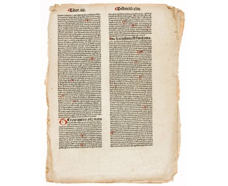 [Duns Scotus (Johannes)] [Quaestiones in primum librum Sententiarum Petri Lombardi], 3 leaves only, double column, gothic let