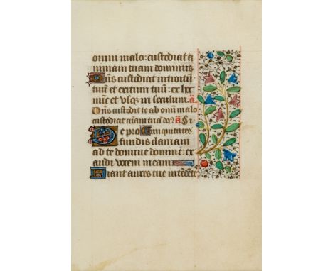 NO RESERVE Book of Hours.- Single leaf from a book of Hours, manuscript in Latin, in a gothic bookhand, on vellum, 1 2-line i
