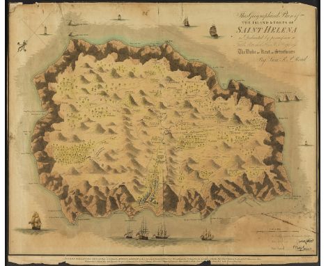 Napoleon's exile.- Read (Lieut. R.P.) This Geographical Plan of the Island and Forts of Saint Helena..., bird's-eye plan of t