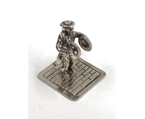 Dutch silver miniature man playing cymbals  dutch sword hallmark 