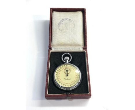 Vintage WW2 Nazi German Hanhart 3 Steine Stopwatch in stamped nazi watch box full wound not ticking spares or repair 