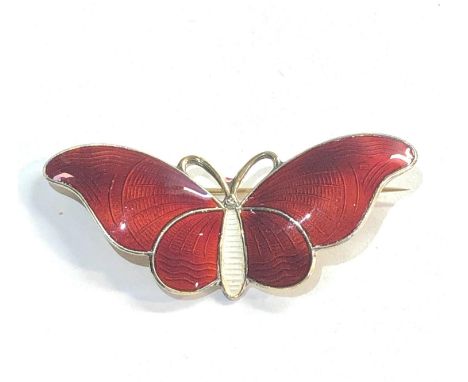 vintage Scandinavian silver and enamel butterfly brooch measures approx 51mm wide 