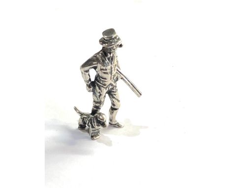 Vintage dutch silver miniature man hunting with dog dutch silver sword hallmarks 