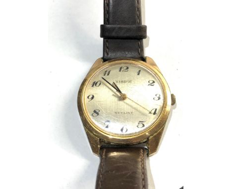 Vintage gents Tissot stylist wristwatch manual wind watch it winds and ticks but no warranty given 