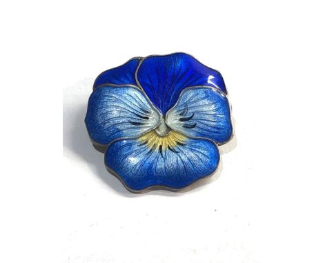 Vintage silver and enamel pansy brooch Birmingham silver hallmarks makers ja&amp;s measures approx 27mm by 26mm 