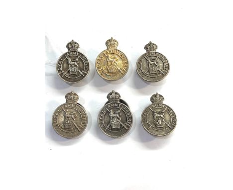 6 vintage silver royal army reserve badges 