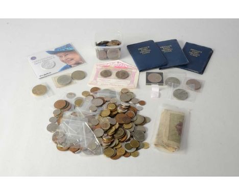 A collection of British and World coinage and medallions, with silver coinage to include an 1818 George III Crown (fair), two