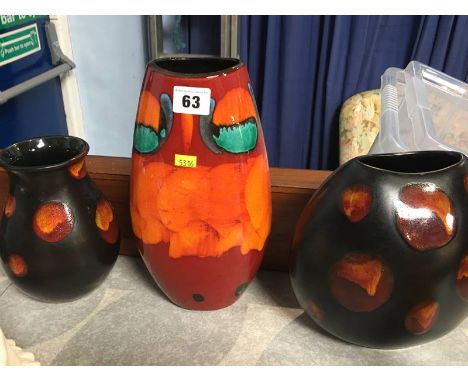 Three Poole vases