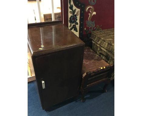 Oak cabinet and piano stool