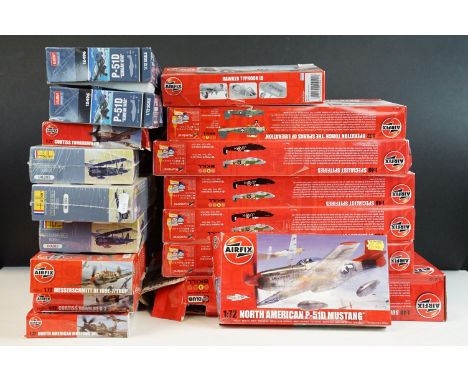 17 Boxed plastic model kits to include 12 x Airfix models featuring A02041 Hawker Typhoon, A01004 North American P-51D Mustan