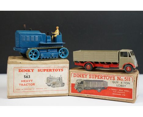 Two boxed Dinky Supertoys diecast models to include 563 Blaw Knox Heavy Tractor in dark blue body, mid blue rollers and green
