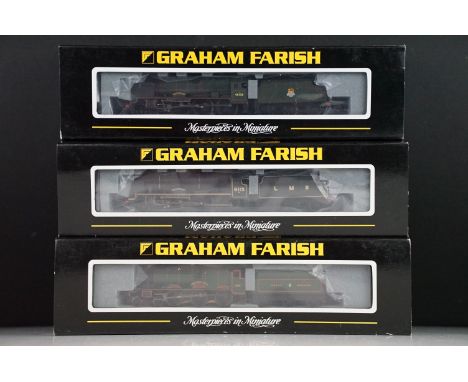 Three cased Graham Farish by Bachmann N gauge locomotives to include 372-576 Royal Scot locomotive 46106 Gordon Highlander BR