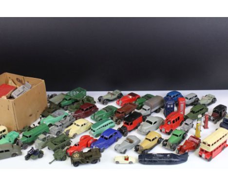 41 Mid 20th C Dinky diecast models to include Oldsmobile in dark blue, Chrysler in dark blue, Liverpool Petrol Tanker in gree