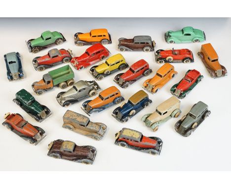 24 Pre War Tootsietoy diecast models to include City Fuel Company truck in orange and green, 13 x LaSalle models with various