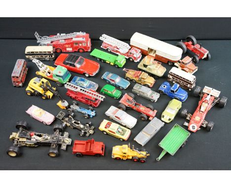 Around 30 play worn diecast models from the 1960s onwards to include Triang Spot On, Corgi, Lonestar, Dinky, Solido, Polistil