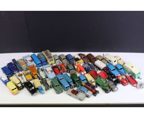 Around 50 Mid 20th C play worn Dinky diecast models to include road and commercial examples featuring Dinky Toys Bedford, Ral