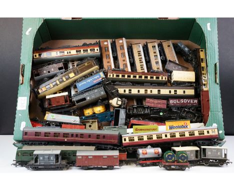 50 OO gauge items of rolling stock to include Triang, Hornby, Hornby Dublo, Lima etc featuring coaches, wagons and vans 