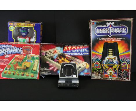 Boxed MB Games Dark Tower (appearing complete but unchecked) along with 1 x boxed Telitoy Millennium Robot, 1 x boxed Tomy At