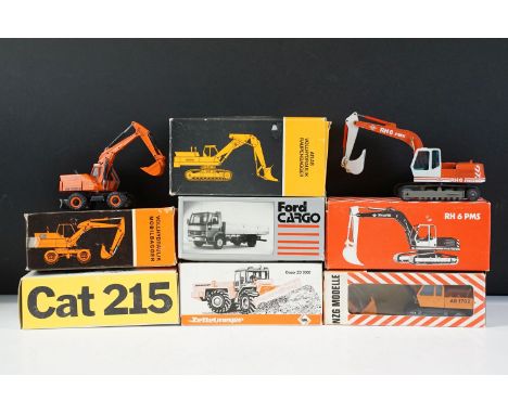 Seven boxed NZG construction diecast models to include No. 145 Atlas AB 2002 Swing Shovel Excavator, No. 2091 Atlas AB 1302 W