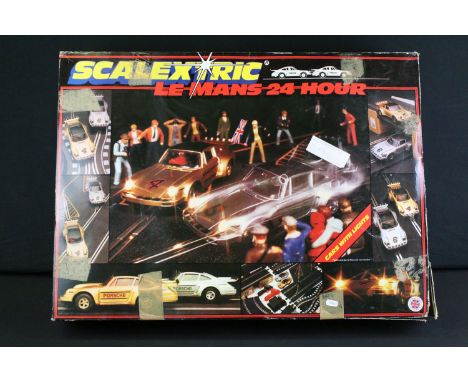 Boxed Scalextric Le Mans 24 Hour racing set, all complete with 2 x Porsche racing cars, track, controllers and accessories, c