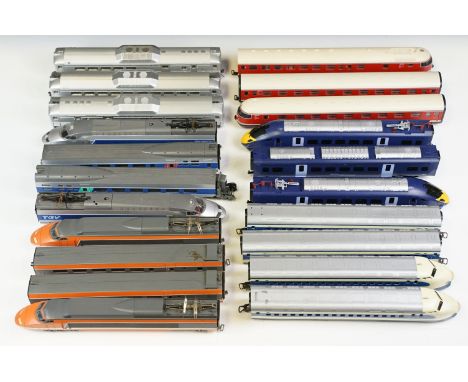 Six HO gauge DMU / Railcar sets to include Jouef TGV, Lima DB, Lima SNCF in orange, Hornby Highspeed etc (21 items) 