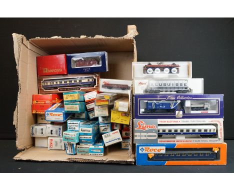 Around 40 boxed HO gauge items of rolling stock to include Marklin, Piko, Roco, Liliput, Rivarossi, Lima, Brawa, Fleischmann 