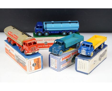 Four boxed Dinky Supertoys commercial diecast models to include 522 Big Bedford Lorry with dark blue cab and chassis and yell