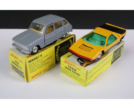 Two boxed French Dinky diecast models to include 1426 Carabo Bertone Alfa Romeo P33 in orange with green/ blue tinted windows