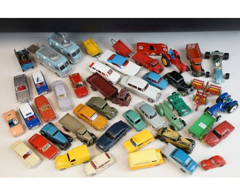 45 Mid 20th C Dinky diecast models to include 2 x 988 ABC Transmitter Vans (1 x complete with satellite dish), Bedford Kodak 