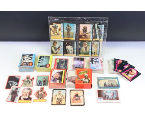 Quantity of Star Wars, Battlestar Galactica, Superman and Close Encounters Of The Third Kind trading cards and stickers to in