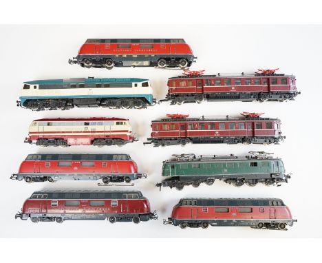 Nine Continental HO gauge locomotives to include Lima, Marklin, Roco and Fleischmann examples all featuring DB 