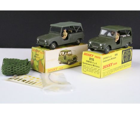 Two boxed French Dinky military diecast models to include 800 Renault Sinpar 4 x 4 in military green with military green conc