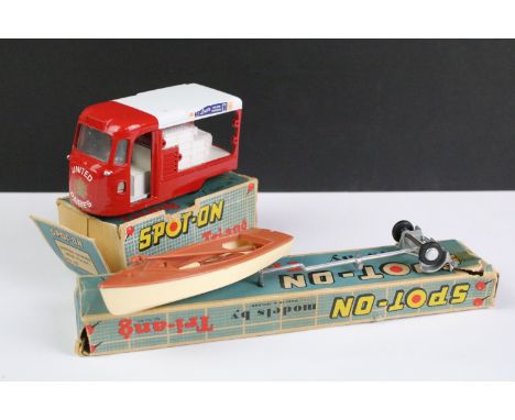 Two boxed Triang Spot On diecast models to include No. 122 United Dairies Milk Float and No. 135 14 G.P. Sailing Dinghy On Tr
