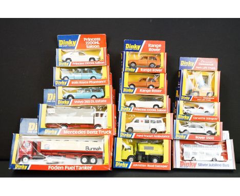 14 Boxed Dinky diecast models to include 124 Rolls Royce Phantom V, 950 Foden Fuel Tanker, 940 Mercedes Benz Truck, 123 Princ