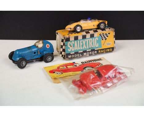 Three boxed / bagged / unboxed models to include boxed Triang Scalextric C62 Ferrari in yellow (In fair condition with signs 