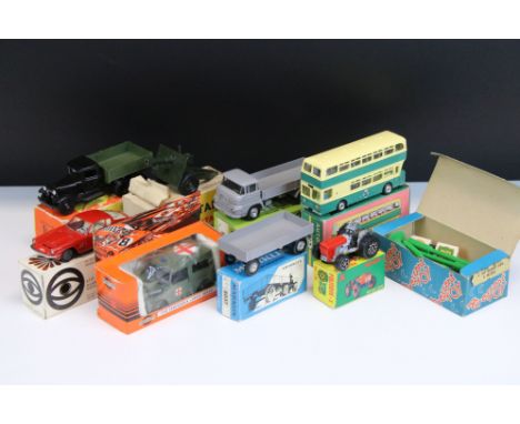 Ten boxed diecast models to include 2 x Marklin Miniatures featuring 8034 Krupp Open Wagon lorry and 8037 trailer, Metosul No