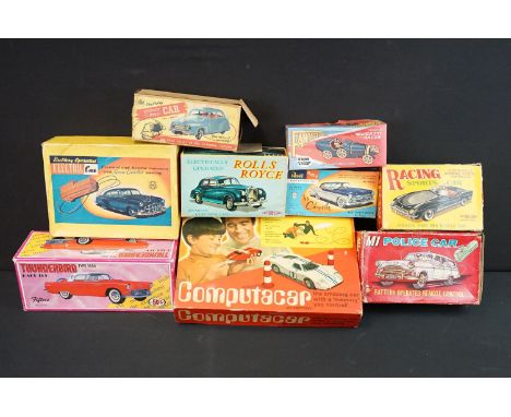 Nine boxed car models to include Fifties Japan Thunderbird Type 1956 Hard Top, Fantastic &amp; Co Wind Up Bugatti T-35 Racer,