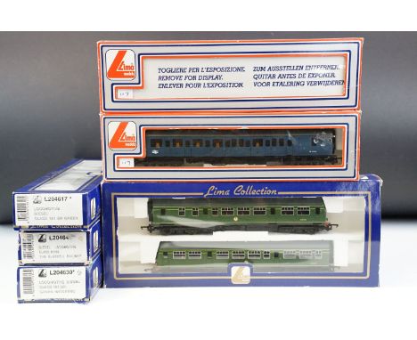 Six boxed Lima OO gauge DMU, locomotives and motor cars to include 149895A8 DMU101, L204648 Diesel Locomotive Class 73133 The