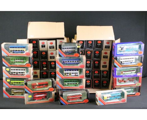 58 Boxed 1/76 scale EFE Exclusive First Editions diecast model buses to include De-Regulation, featuring code 3 examples to i