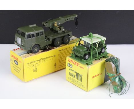 Two boxed French Dinky military diecast models to include 826 Camion Militaire De Depannage Berliet in military green with mi