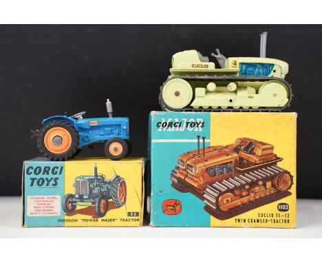 Two boxed Corgi farming diecast models to include 55 Fordson Power Major Tractor and 1103 Euclid TC-12 Twin Crawler Tractor, 