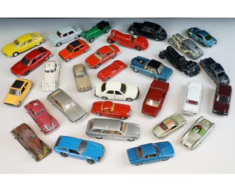 30 Mid 20th C play worn diecast models to include Tekno, Joal, No Rev, Solido, Jolly Roger, Politoys etc 