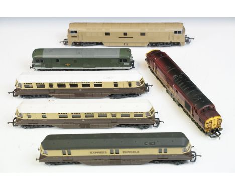 Six OO gauge locomotives to include 2 x Lima Western Enterprise, 2 x Lima No 22, Lima Express Parcels, Hornby EWS 37042 &amp;