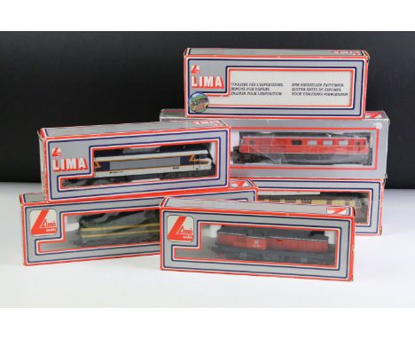 Six boxed Lima OO gauge locomotives to include 203019 LG, 208430L, 205133MWG, 208125LG, 201628LG and 208154LG 