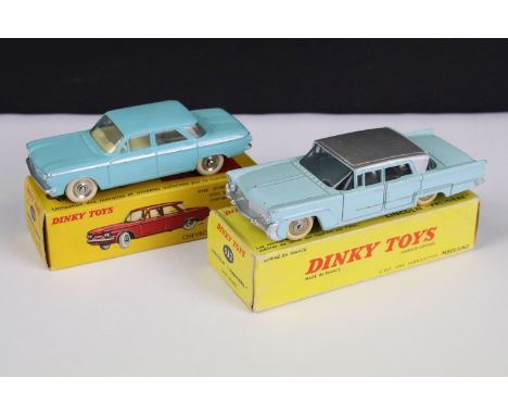 Two boxed French Dinky diecast models to include 532 Lincoln Premiere in light blue and silver roof and convex hubs, diecast 