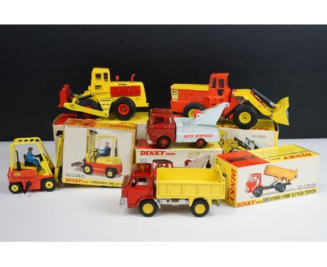 Five boxed Dinky commercial diecast models to include 973 Eaton Yale Articulated Tractor Shovel, 976 Michigan 180-111 Tractor