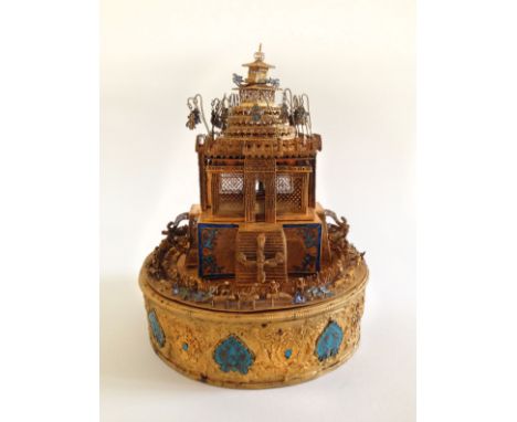 This lot is a beautiful example of hand made copper and gilt inlaid with cloisonne enamel, such intricate work and skilled cr