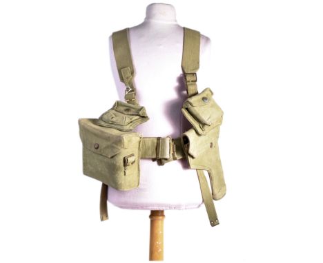 An original WWII Second World War British Army issued webbing set named inside to a Captain J. A. Simson of the Royal Enginee